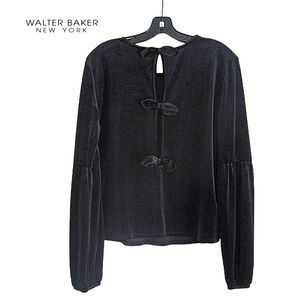 WALTER BAKER NEW BRAXTON Velvet Bow Design Bishop Sleeve Blouse M